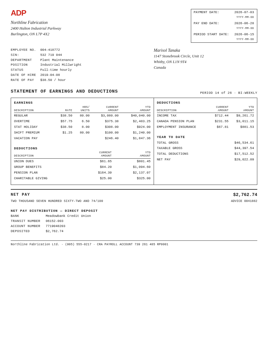 Box Draw Eval example: ADP Workforce Now — pay statement