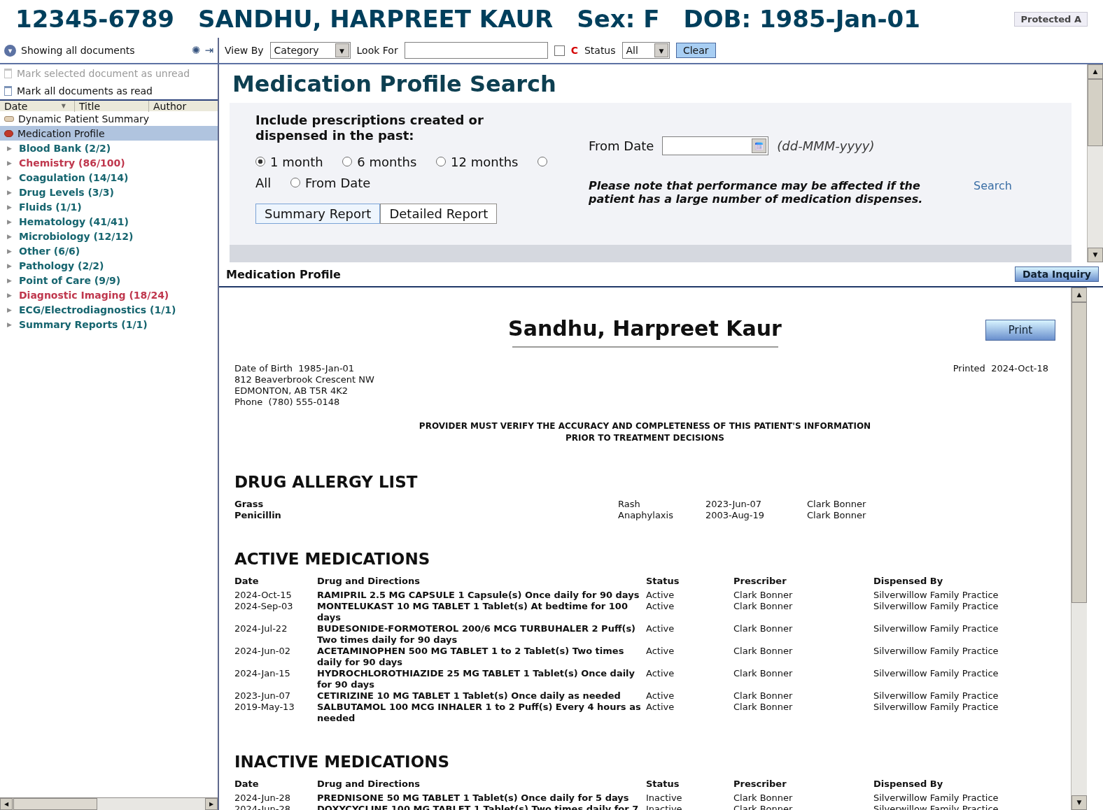 Box Draw Eval example: Alberta Netcare Portal — Clinical Document Viewer