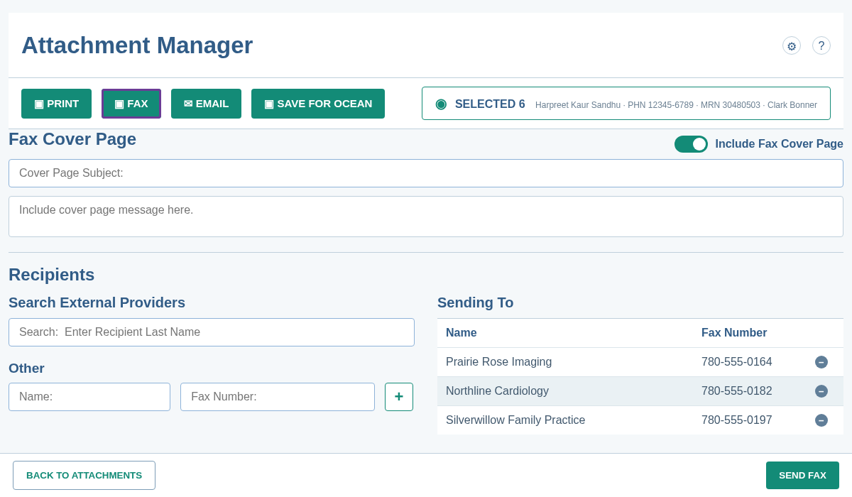 Box Draw Eval example: OSCAR EMR — Attachment Manager outbound eFax queue