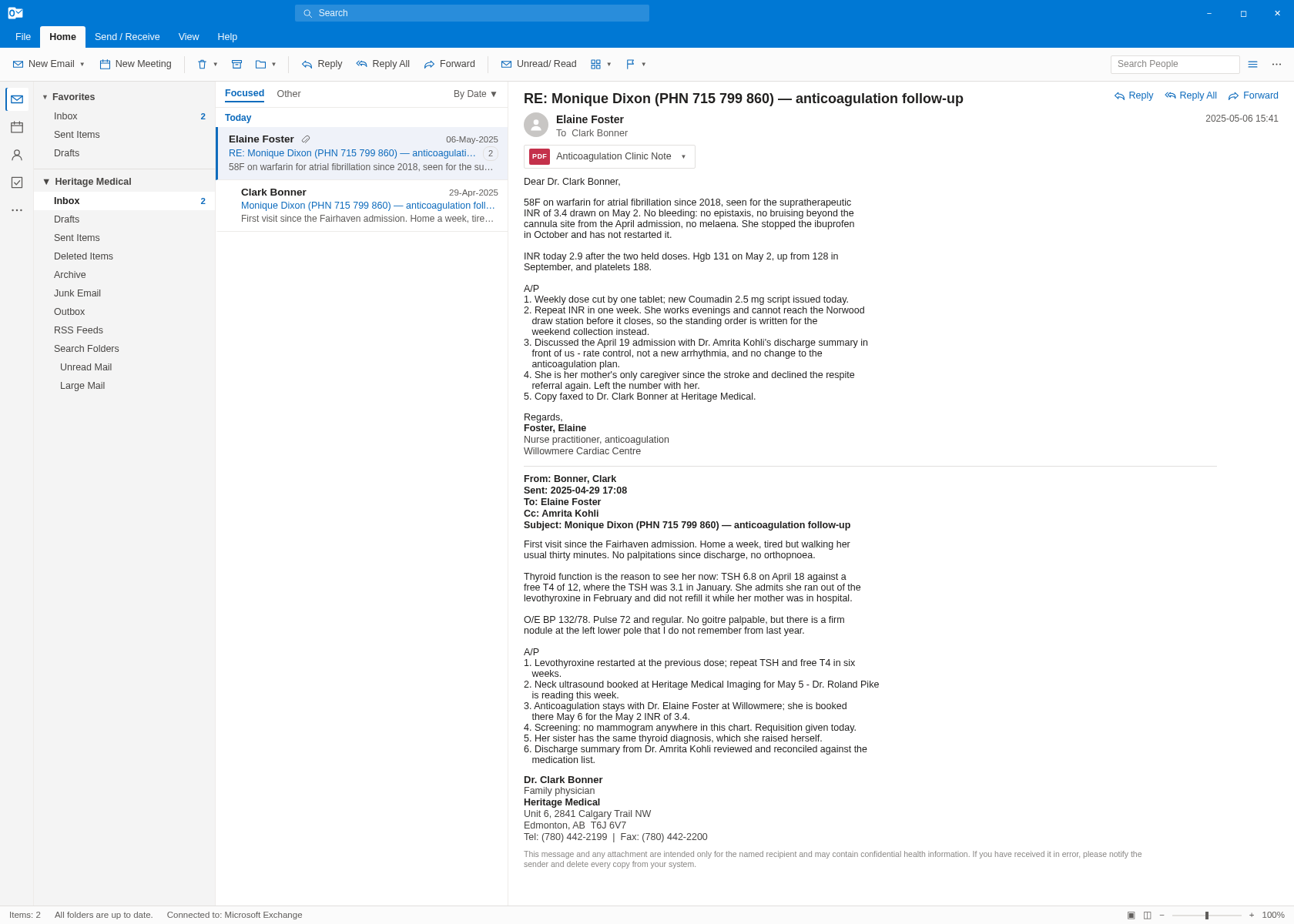 Box Draw Eval example: Microsoft Outlook — desktop reading pane