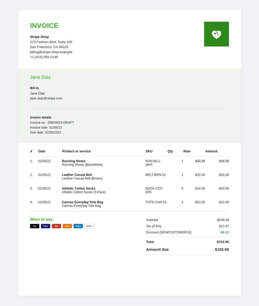 Box Draw Eval example: QuickBooks Online — standard invoice PDF