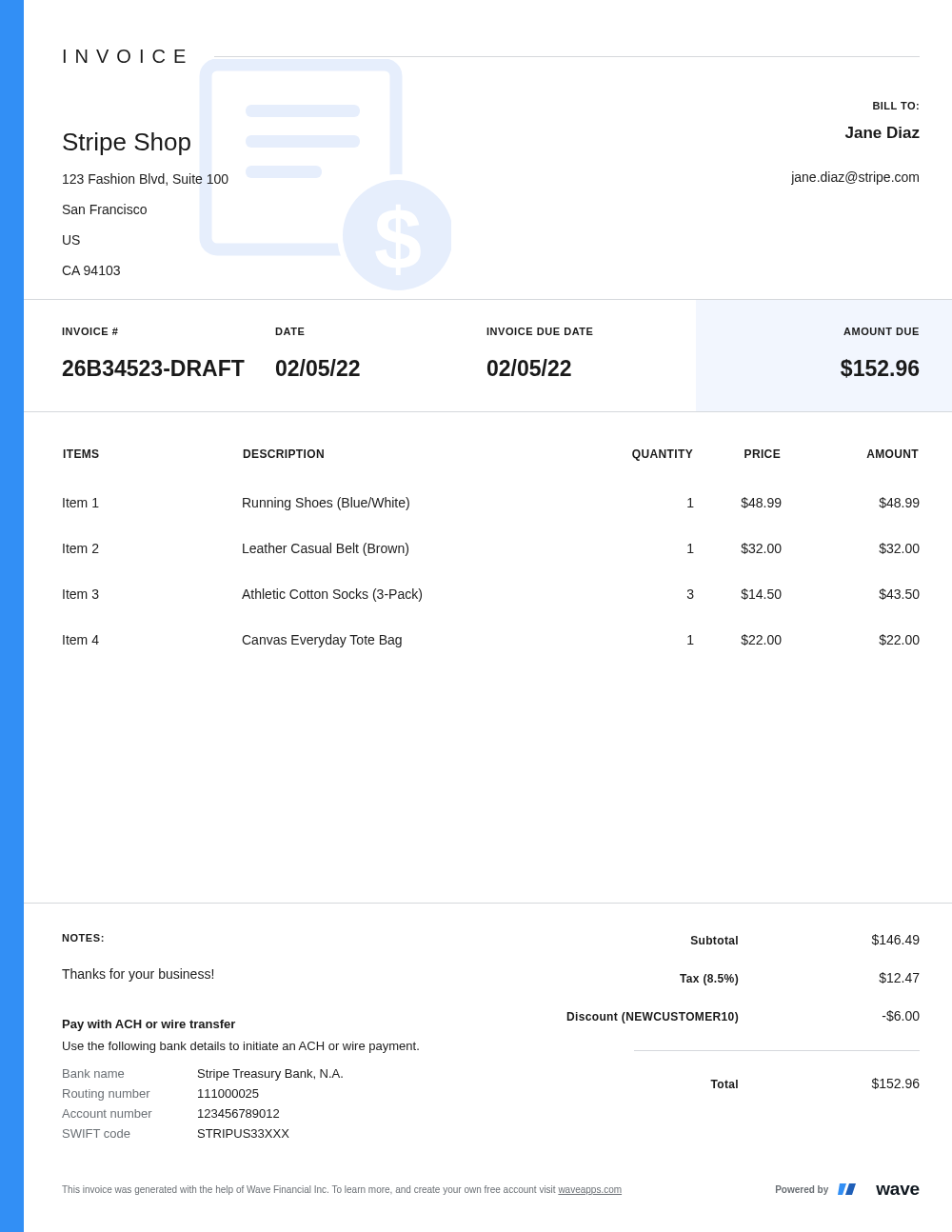 Box Draw Eval example: Wave Invoicing — downloaded invoice PDF